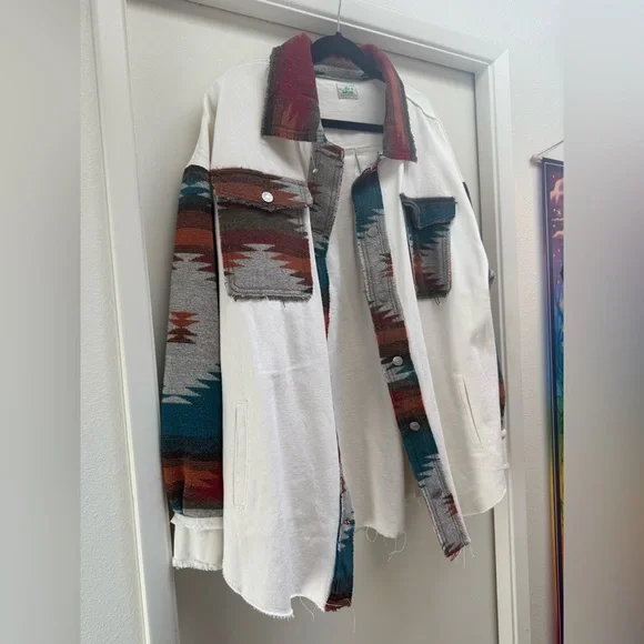 NWOT OVERSIZED Multicolor Aztec Pattern Shaket- so cute!! - Picture 3 of 15